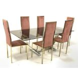 Renato Zevi for Zevi & Co - 1970's Italian chrome dining table, smoked and bevelled glass top raised