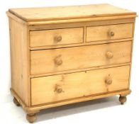 Victorian pine chest fitted with two short and two long drawers, W103cm, H88cm, D51cm