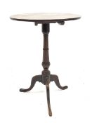 Georgian mahogany tripod table, circular tilt top on collar turned column, D54cm, H71cm