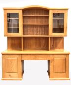 Lee Sinclair - a bespoke late 20th century solid elm dresser, arched top over two glazed doors each