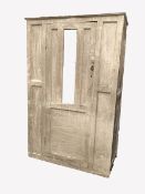 19th century pine single wardrobe, mirrored door opening to reveal interior fitted with shelves and