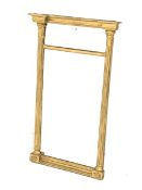 Georgian style gilt framed pier glass mirror, fluted half column pilasters with Corinthian capitals,