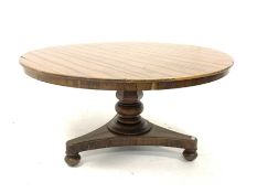 19th century rosewood centre table, with circular top covered in Formica, raised on turned pedestal