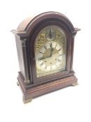 Early 20th century mahogany cased bracket clock, stepped arched pediment over domed bevel glazed doo