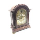 Early 20th century mahogany cased bracket clock, stepped arched pediment over domed bevel glazed doo