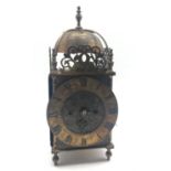 Late 19th century brass lantern clock, the engraved dial inscribed 'Edward East', Roman chapter ring