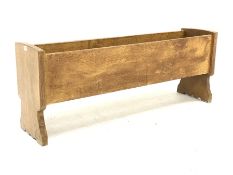 'Mouseman' oak rectangular trough planter with shaped end supports, by Robert Thompson of Kilburn, L