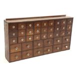 Victorian mahogany chemists apothecary chest fitted with thirty nine drawers each with moulded glass