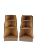 Pair of mid 20th century teak floor standing corner units, H85cm