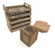 Set of five pine strawberry crates, stamped P M WATTS, (L67cm) together with an egg box (W35cm) and