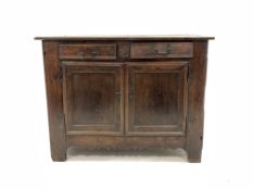 19th century French oak sideboard, with two drawers over two panelled doors enclosing shelf, shaped