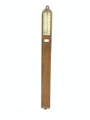 Early 20th century oak cased stick barometer and thermometer, by 'Bonser and co, Leeds,' with ivorin