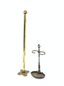 20th century brass standard lamp, with leaf moulded capitol and base, (H136cm) together with a Victo