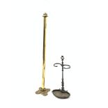 20th century brass standard lamp, with leaf moulded capitol and base, (H136cm) together with a Victo