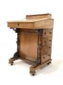 Victorian Mahogany davenport, cartouche shaped raised back with hinged lid enclosing storage well, s