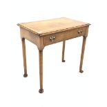 Quality Georgian style cherry wood side table, with crossbanded top with string inlay over single dr