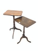 Georgian mahogany occasional table with rectagular top with rounded corners raised on turned pedesta