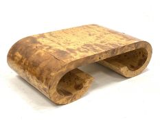 Tommaso Barbi - Rare Italian 1950's burr walnut coffee table of serpentine form, 140cm x 76cm, H42cm