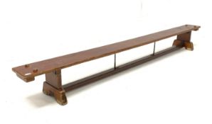 Stained pine school gym bench, L264cm