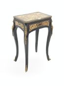 19th century French ebonised occasional table, with Boulle work top and frieze panels, single drawer