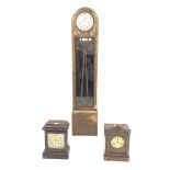 Two oak cased bracket clocks, (W25cm) and part of an Art deco style oak veneered Grandmother clock,