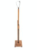 Art Deco oak standard lamp on stepped square base, H151cm