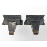 Pair of rectangular form cast iron hopper heads, dated 1912, W54cm