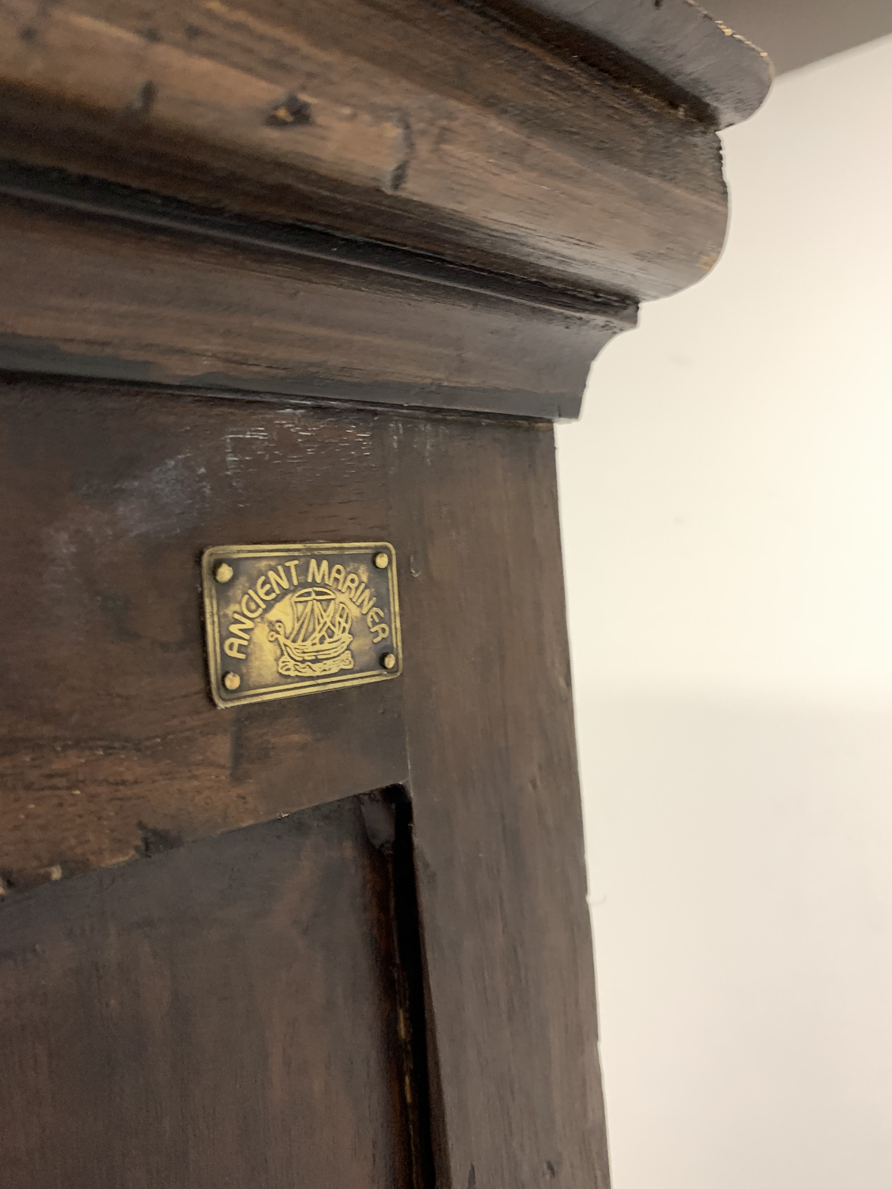 20th century stained hard wood open bookcase, with three adjustable shelves over two drawers, raised - Image 3 of 4