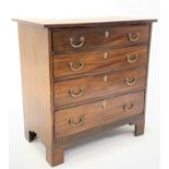 George III cross banded mahogany chest, fitted with four long graduated drawers raised on shaped bra