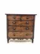 Victorian mahogany bow front chest fitted with two short and three long drawers, enclosed by quarter