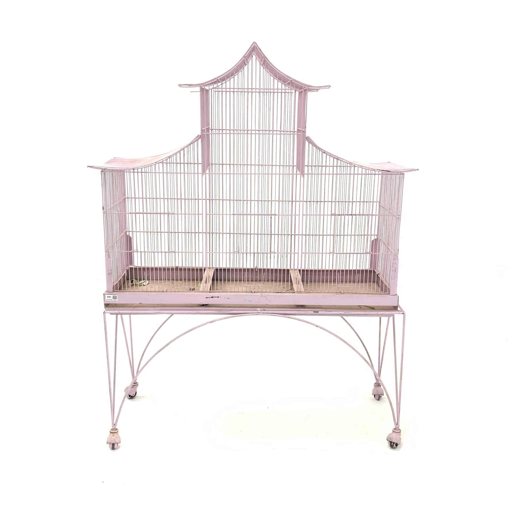 Large 20th century wire work birdcage in the form of a pagoda W100cm, H131cm, D41cm - Image 2 of 5