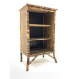 Late Victorian bamboo and lacquer open bookcase with two shelves, W57cm, H89cm, D38cm