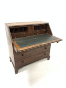 Early Victorian mahogany bureau, fall front revealing fitted interior and skivered writing surface,