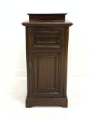 Edwardian mahogany bedside cabinet, panelled door enclosing three shelves, W42cm