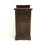 Edwardian mahogany bedside cabinet, panelled door enclosing three shelves, W42cm