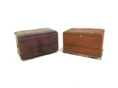 Two 19th century pine blanket boxes, covered in fabric, (W80cm)