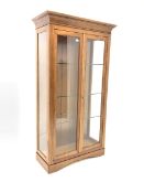 Grange Furniture - French light cherry display cabinet, fitted with two glazed doors enclosing three