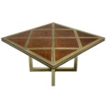 Romeo Rega - Mid century 'Hollywood Regency' rare Italian dining table, brass and chrome with inlai