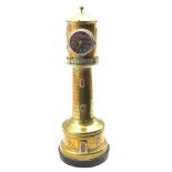 Late 19th/Early 20th century French automaton brass lighthouse clock, revolving top with clock, aner