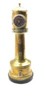 Late 19th/Early 20th century French automaton brass lighthouse clock, revolving top with clock, aner