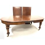 Large Victorian extending dining table, with 'D' ends, wind out mechanism, three additional leaves,