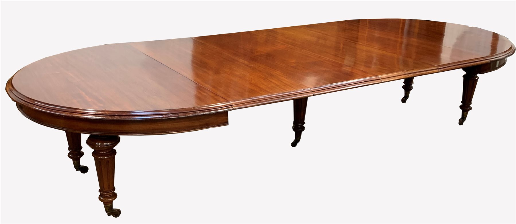 Large Victorian mahogany extending dining table, 'D' ended, with four additional leaves, raised on t - Image 2 of 10