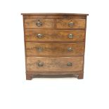 Victorian mahogany bow front chest, fitted with two short and three long graduated drawers, raised o