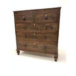 19th century mahogany chest fitted with two short and three long drawers, with reeded moulding to fr