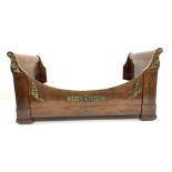 19th century mahogany French Empire design single 3' sleigh bed, with box base, embellished with gil