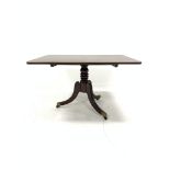 19th century mahogany tilt top breakfast table, the top with reeded edge over ring turned column and