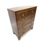 19th Century inlaid mahogany chest, the top with reeded edge over two short and four long graduated