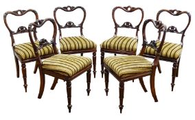 Set six Regency rosewood dining chairs, with kidney shaped moulded pierced and acanthus carved crest