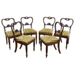 Set six Regency rosewood dining chairs, with kidney shaped moulded pierced and acanthus carved crest