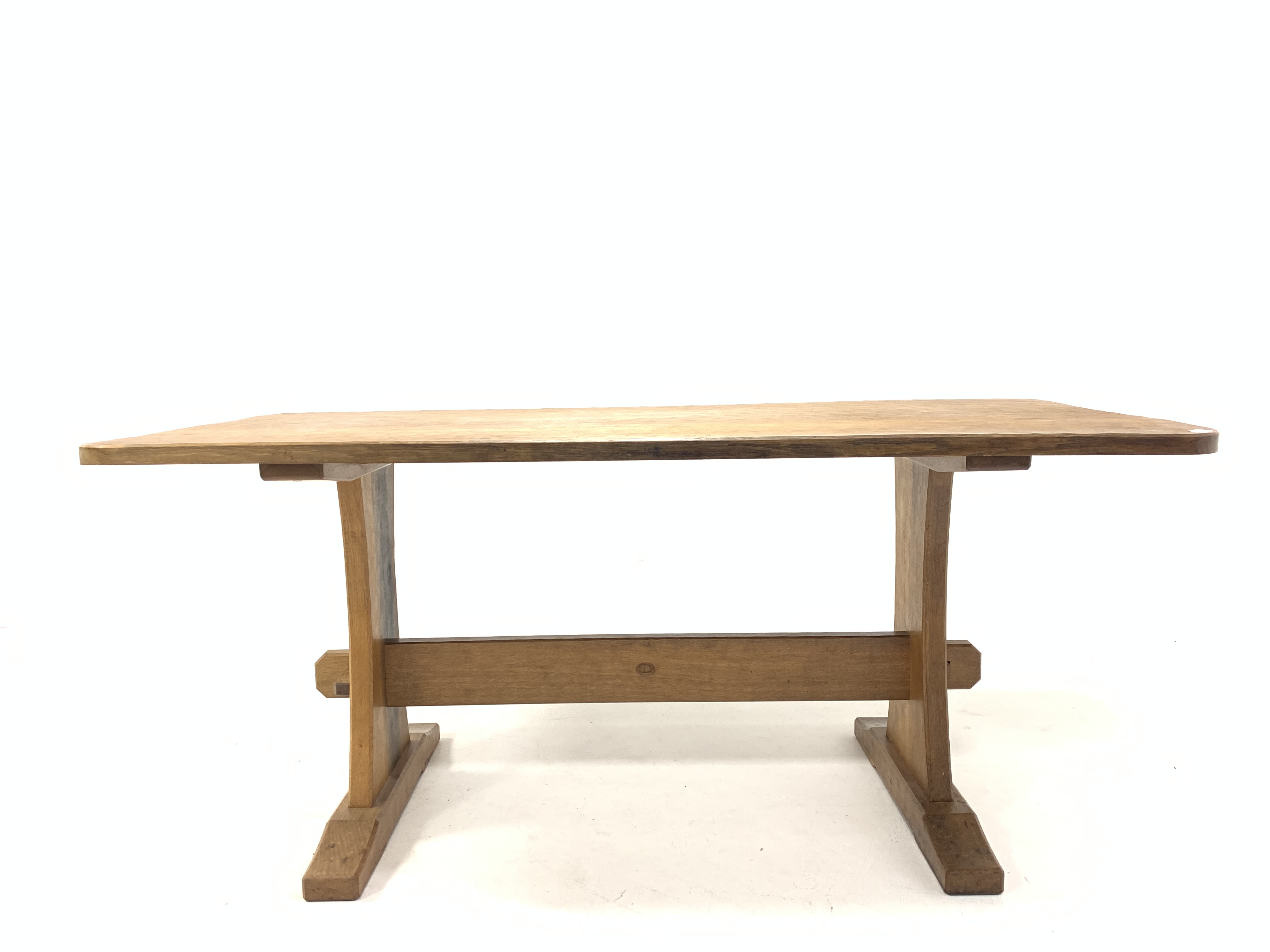 'Acornman' Yorkshire oak dining table, with adzed top raised on shaped and adzed panel end supports - Image 3 of 3